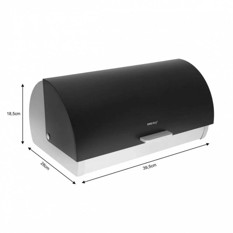 Kinghoff KH-3208 Portapane in acciaio con coperchio in acrilico nero