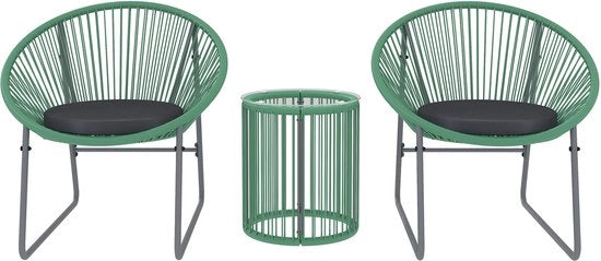 Set di mobili per giardino - Polirattan - 3 pezzi - Resistente alle intemperie - Terrazza