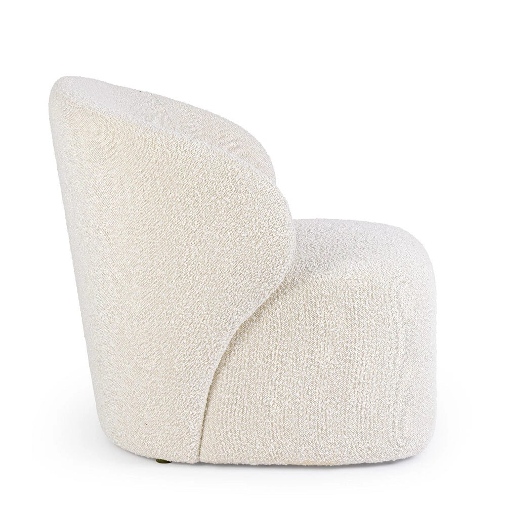 Poltrona Imbottita in Tessuto Bouclé Design Arrotondato - RENATA