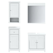 Set Mobili da Bagno | Armadio da bagno 4 pz BERG Bianco in Legno Massello di Pino