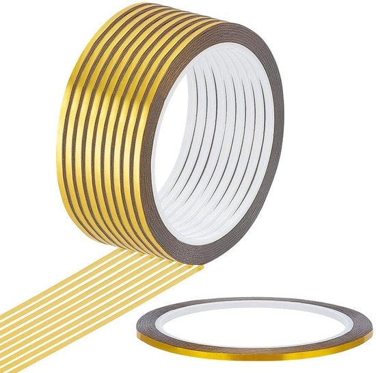 Decorazione metallizzata a strisce 50m per imballaggio, artigianato e album fotografici in striscia di adesivo PET dorata