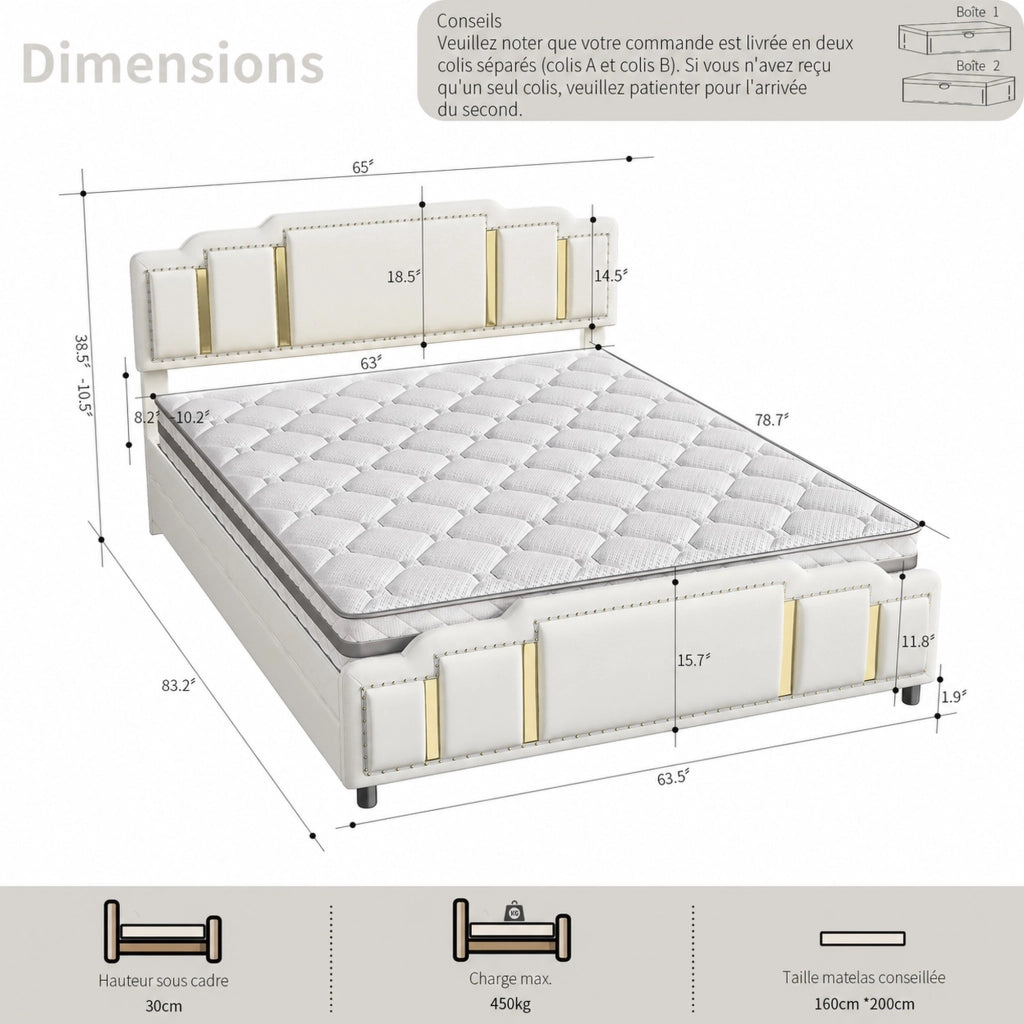 Letto con cassetti 160 × 200 cm con illuminazione LED a 7 colori, 4 cassetti, senza materasso, in velluto beige