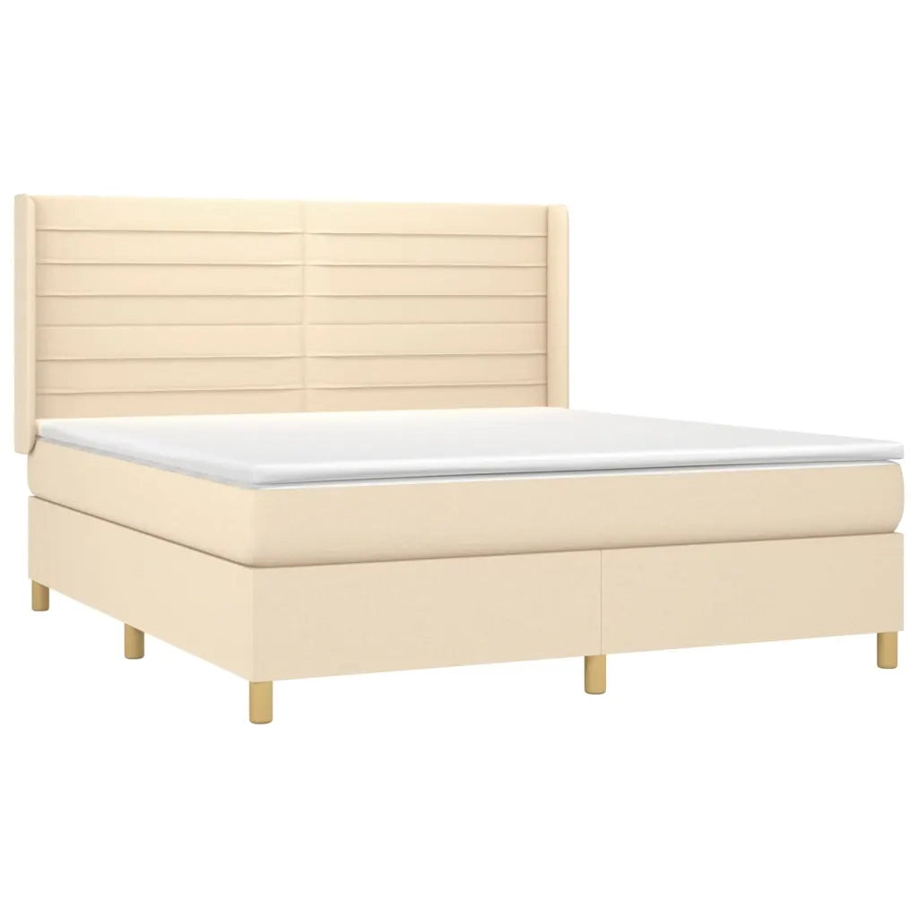 Giroletto a Molle con Materasso Crema 180x200 cm in Tessuto 3132094