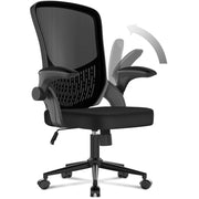 Sedia da ufficio con braccioli -  Sedia da ufficio ergonomica - Su ruote - Sedia girevole regolabile in altezza - Nero