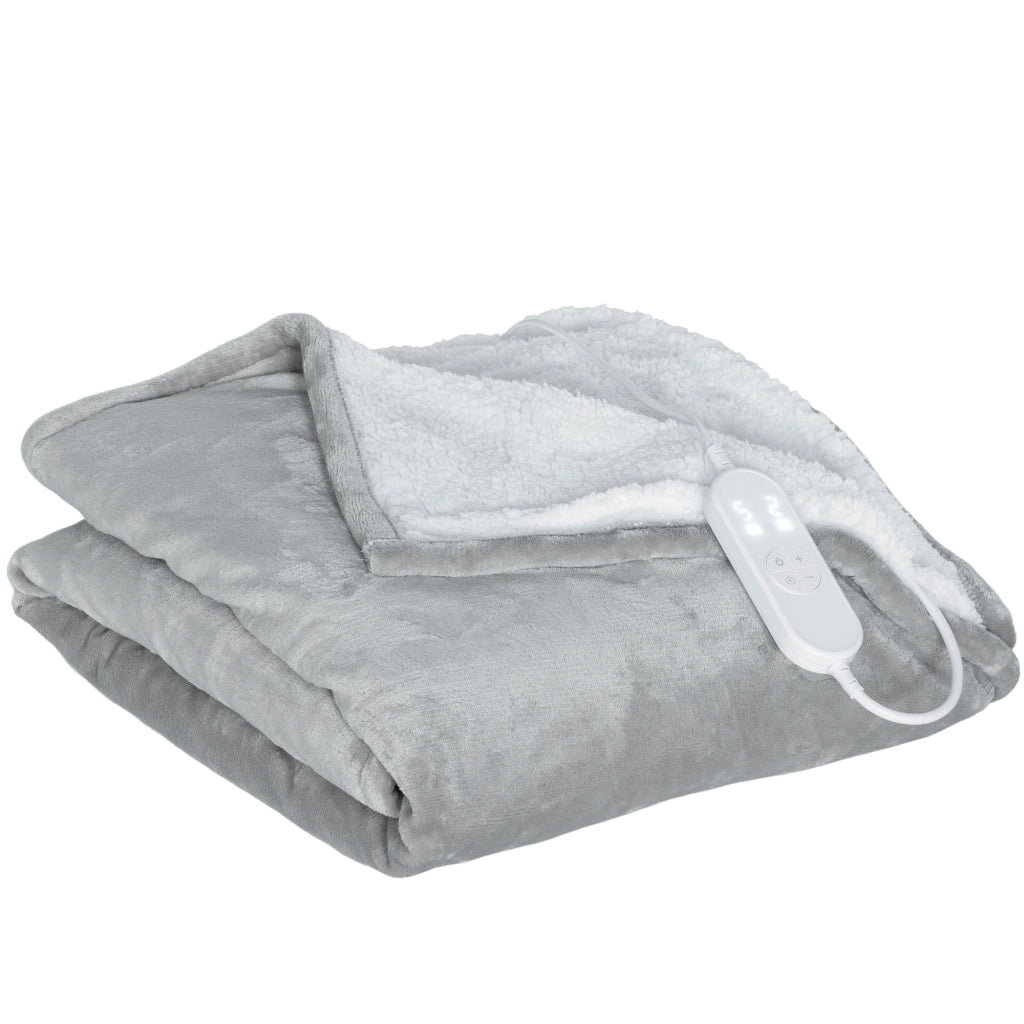 Coperta elettrica riscaldante ¨C zephmum ¨C 180x130 cm grigio 9 temperature timer lavabile