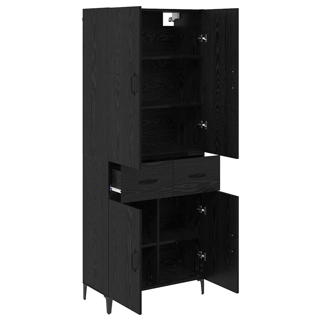 Credenza Rovere Nero 69,5 x 34 x 180 cm Legno multistrato