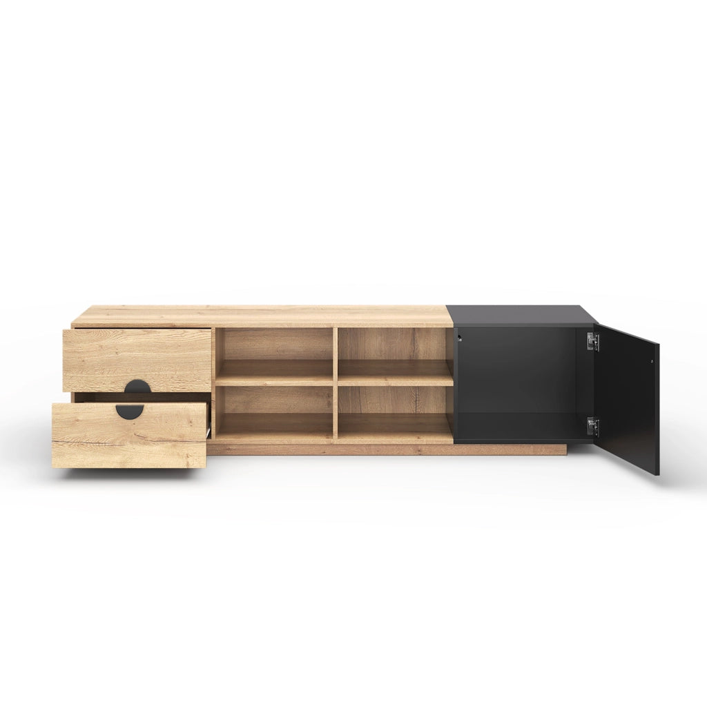 Mobile TV in Legno ¨C MINIMAL ¨C Nero, con Cassetto e Ante, Soggiorno