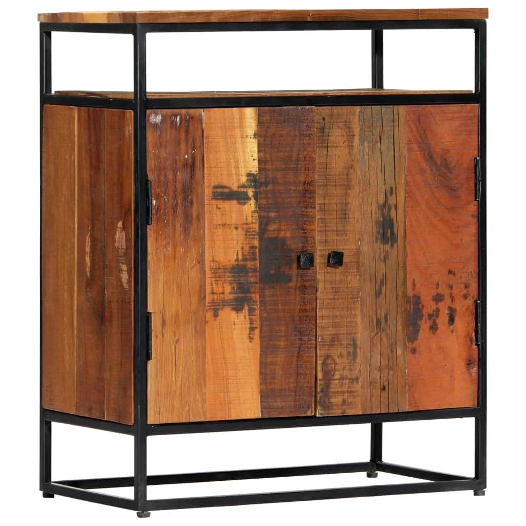Credenza mobiletto consolle 76 cm legno massello di recupero e acciaio 4402059