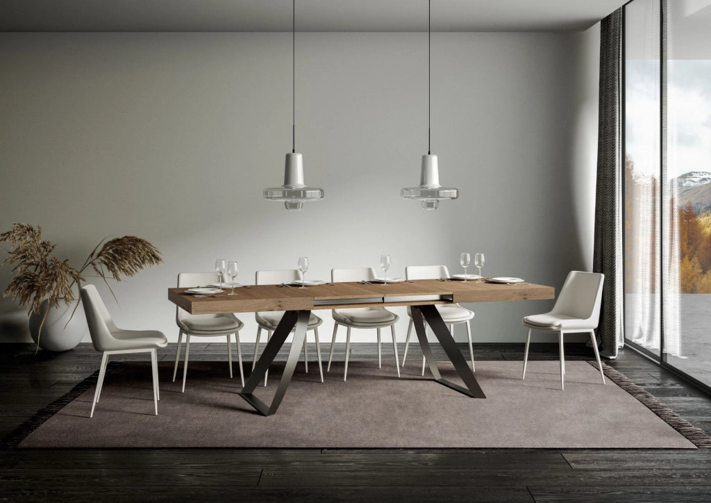Tavolo Allungabile 200-460x90x77 cm Proxy Quercia Natura Telaio Antracite