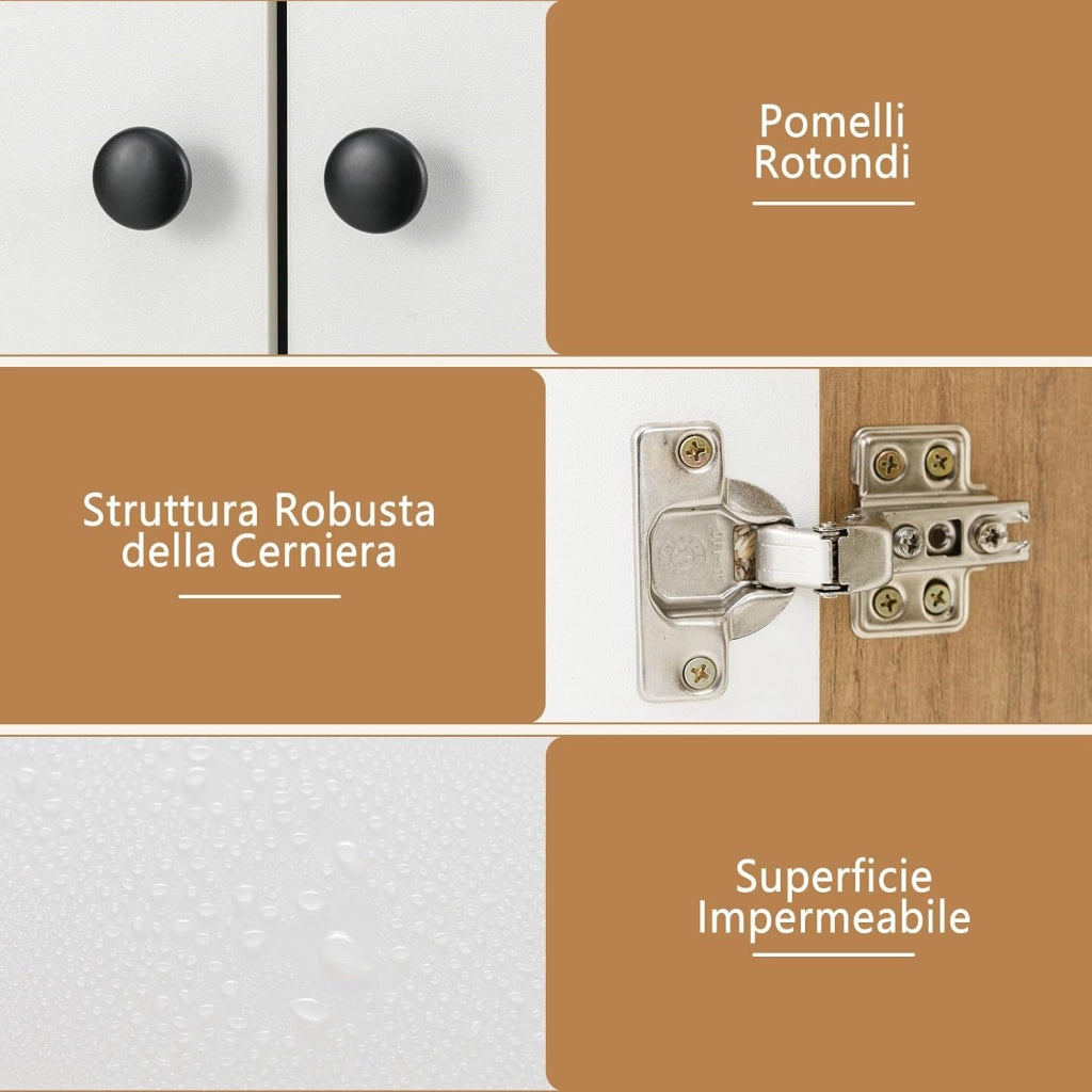 Libreria Scaffale con 2 Ante di Stoccaggio, Libreria Salvaspazio Moderna con 4 Ripiani in Legno Aperti, Mobile Alto Ufficio, per Soggiorno, Camera da Letto, 60 x 30 x 133 cm (Naturale)