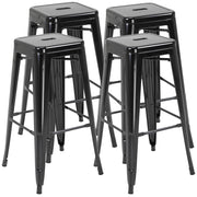 Set 4 Sgabelli da Bar ¨C zephmum ¨C Metallo, Nero, 43x43x76 cm