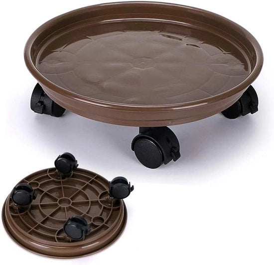 Supporto per piante con ruote rotanti per piante indoor e outdoor Capacità di carico 56kg (marrone)