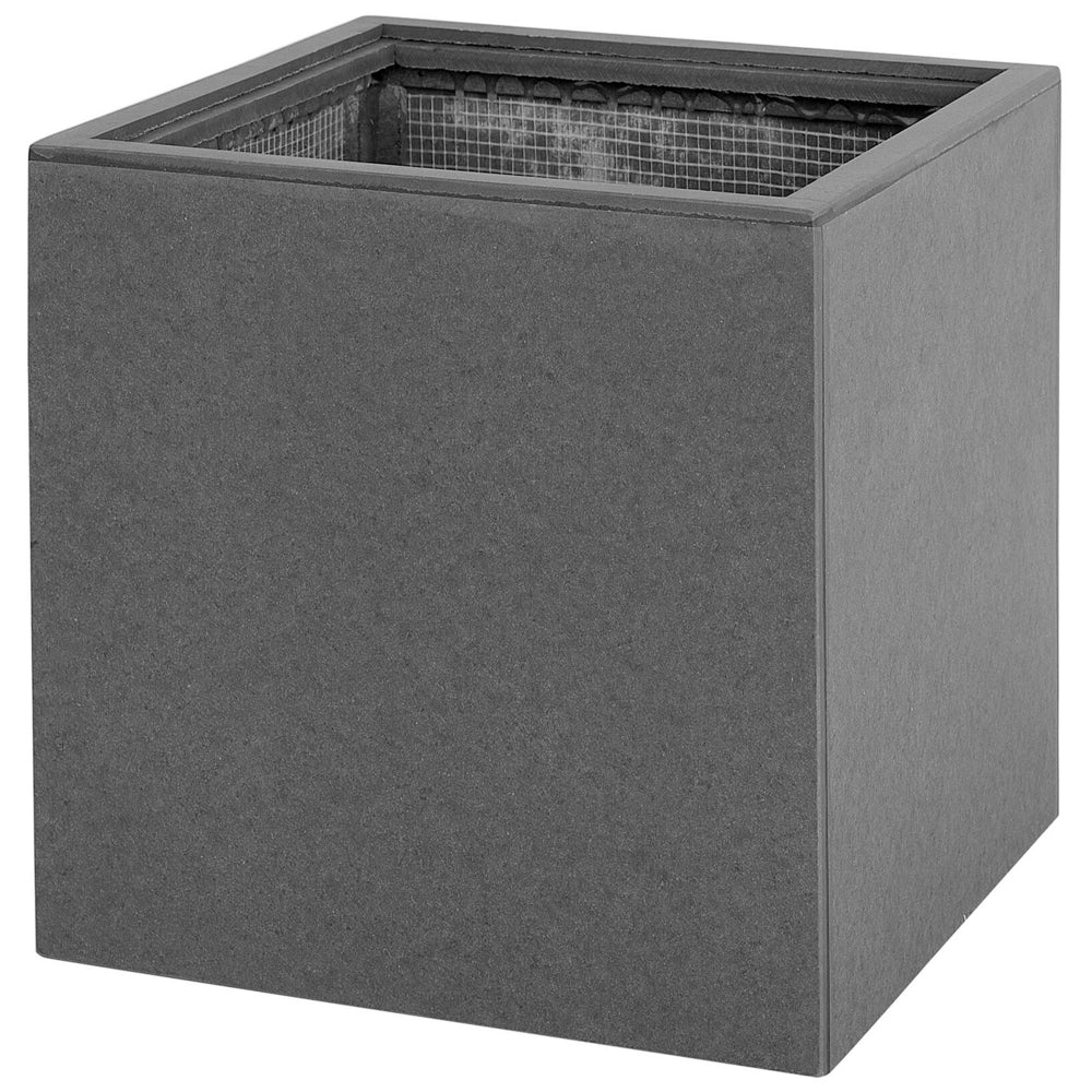 Fioriera in Cemento Sintetico colore Grigio Base in Legno Quadrata 30 x 30 cm esterno giardino
