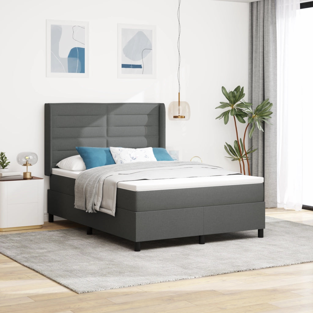 Letto a molle di vitaXL con materasso grigio scuro 160x200 cm in tessuto