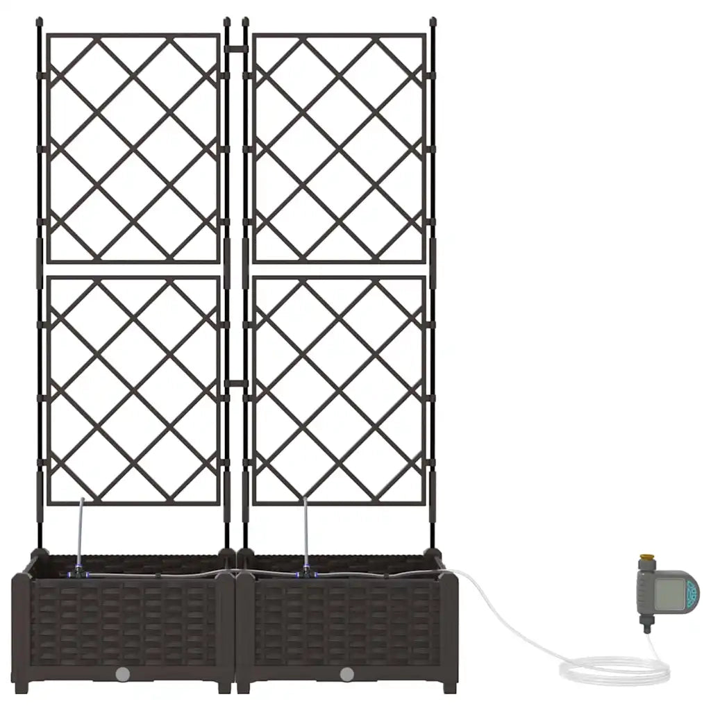 Vaso da giardino 2 pz-Set di 2 Fioriera da Esterno-Contenitore per Piante Marrone Acciaio 386344
