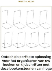 Sostegno per libri in acrilico - Decorativo - Organizzatore per libri - Adatto per CD/DVD/periodici - Capacità di carico 5 kg - Dimensioni 40x12x2,5 cm - Peso 1,2 kg