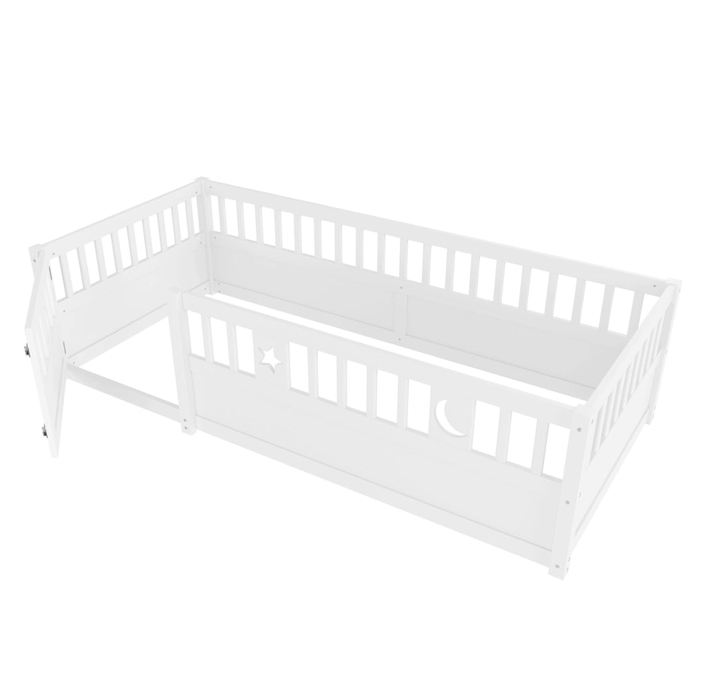 Letto per bambini 90x190 cm in pino bianco con sponde
