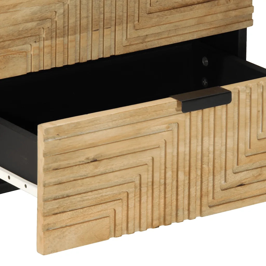 Comodino Marrone 50x33x60 cm in Legno Massello di Mango 4017729
