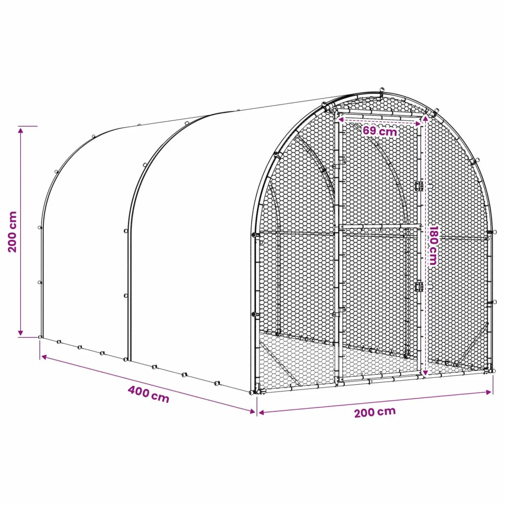 Pollaio Argento 400 x 200 x 200 cm Acciaio zincato 3434686