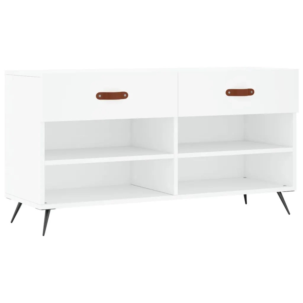 Panca Porta Scarpe Bianca 102x35x55 cm in Legno Multistrato 829708