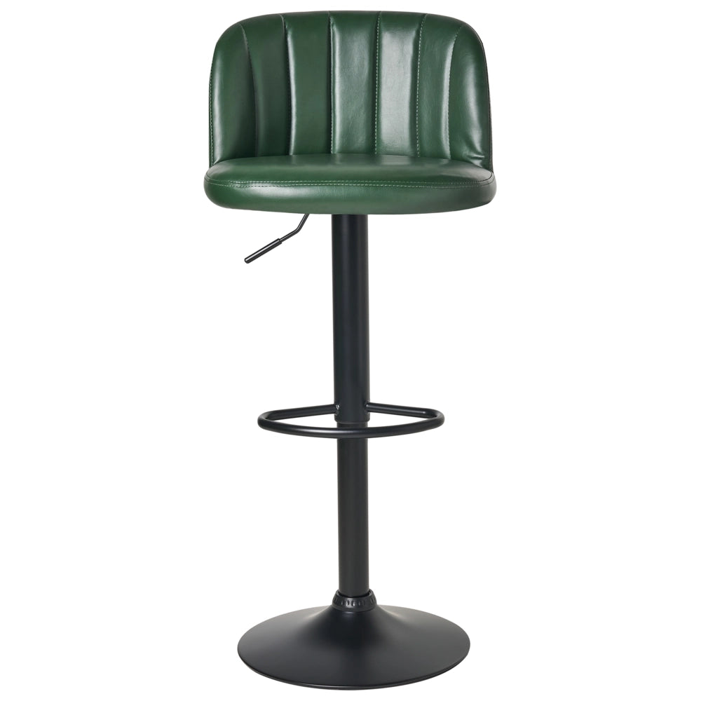 Set di 2 sgabelli rivestiti in ecopelle verde scuro stile retrò
