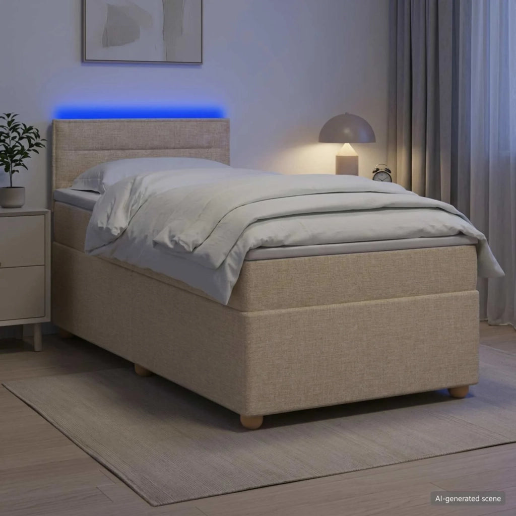 Letto box spring con materasso Crema 80 x 200 cm Tessuto 3452287
