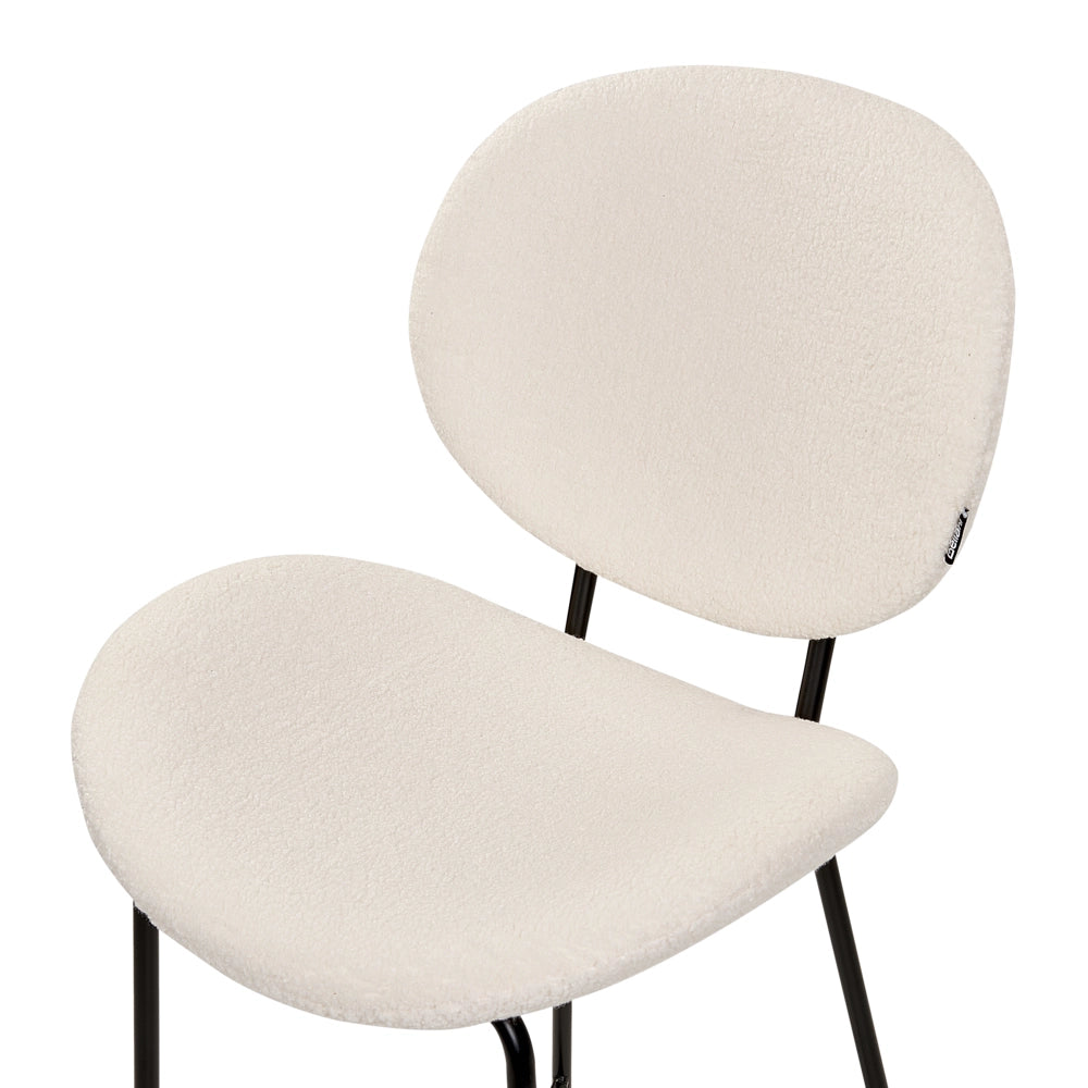 Set di 2 sedie da pranzo bianco con gambe senza braccioli Bouclè PU Gambe in ferro nero Design contemporaneo e retrò Sedute per la sala da pranzo
