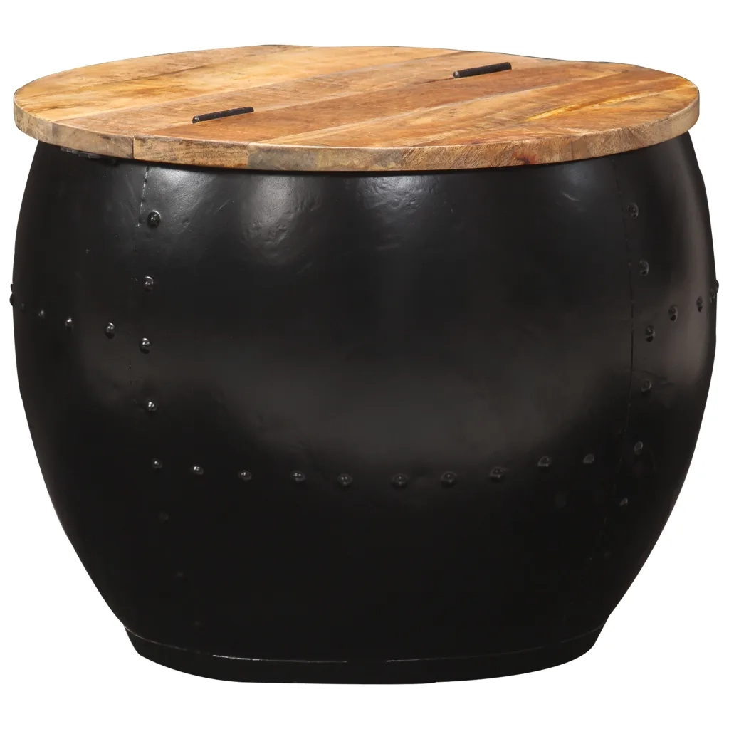 Tavolino da CaffÃ¨ Rotondo 53x43 cm in Legno Massello di Mango cod mxl 78622