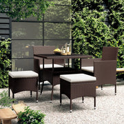 Set da Pranzo per Giardino 5 pz in Polyrattan Marrone 3058331