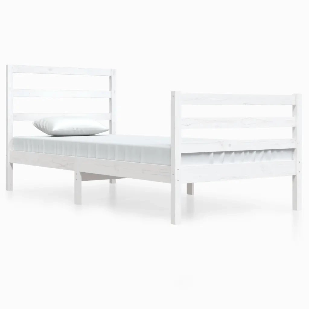 Giroletto-Struttura Letto Bianco in Legno Massello di Pino 90x200 cm 653821