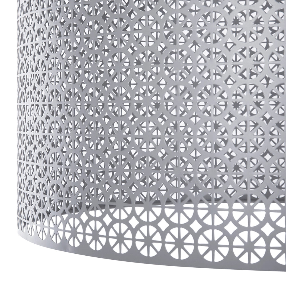 Lampada a Sospensione a Sospensione a Forma di Tamburo in Metallo Grigio con Paralume Tondo Cilindrico Novità Moderna