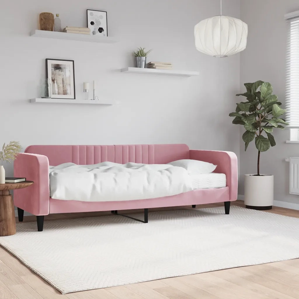 Divano letto | Sof¨¤ letto | Letto singolo con Materasso Rosa 80x200 cm in Velluto