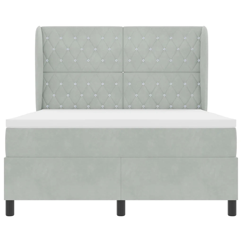Letto a molle con materasso Grigio chiaro 190 x 140 cm Velluto 3340868