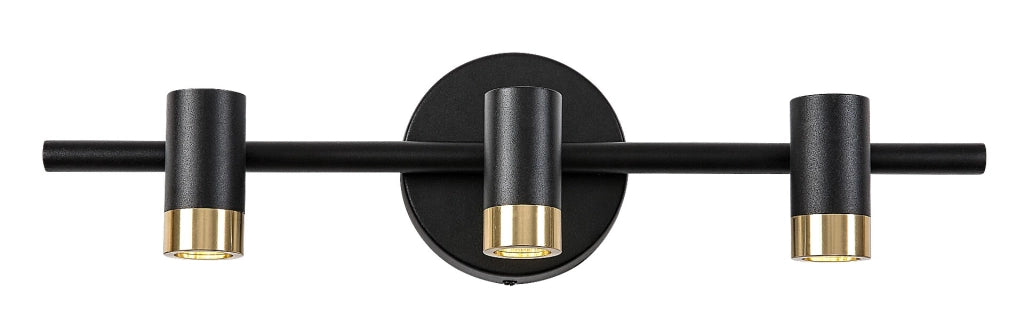 Applique barra industriale nero oro 3 spot LED 9W Rabalux Kadir