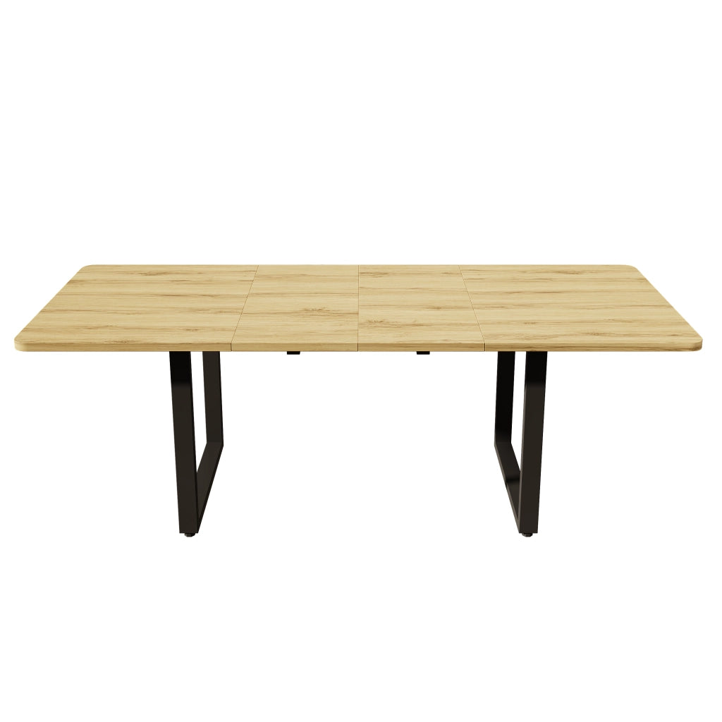 Tavolo da pranzo allungabile 140/180/220x80 cm; rettangolare per 6-10 persone; gambe in metallo; effetto legno naturale