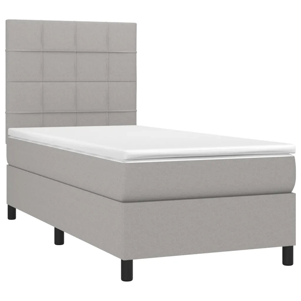 Giroletto a Molle con Materasso Grigio Chiaro 90x190 cm Tessutocod mxl 123634