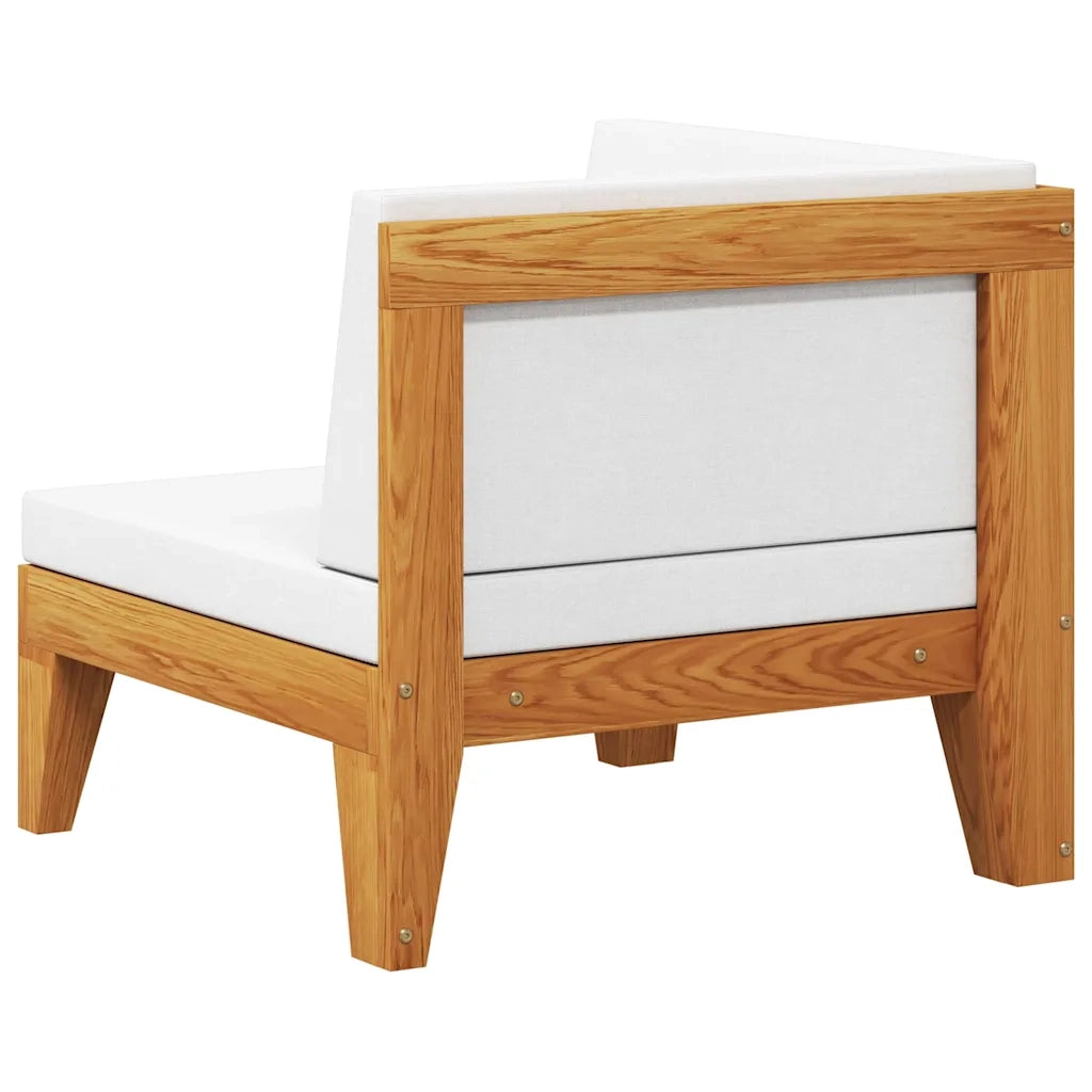 Divano Angolare Modulare Cuscini Bianco Crema Massello d'Acacia cod mxl 75253
