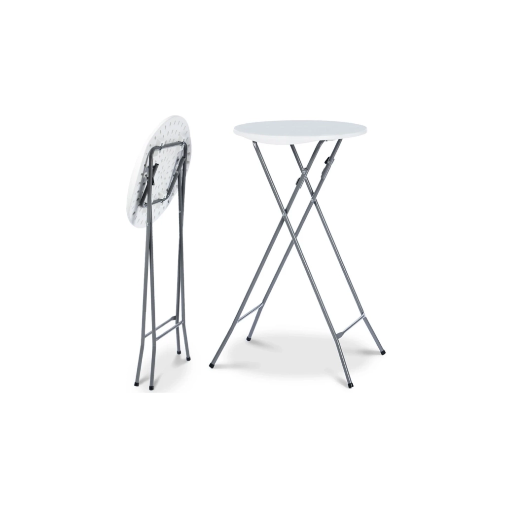 IDMarket - Set di 4 tavoli alti pieghevoli 105 CM e 4 coperture bianche