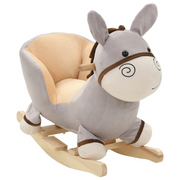 Asino a Dondolo con Schienale in Peluche 60x32x55cm Grigio cod mxl 73108
