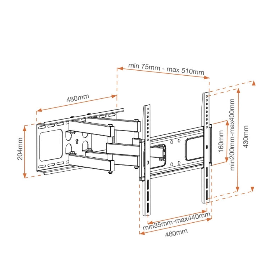 Supporto orientabile 42"-55" doppio braccio