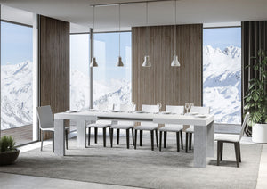 Tavolo Allungabile 180/284x90x77 cm Roxell Mix piano Bianco Frassino gambe Cemento