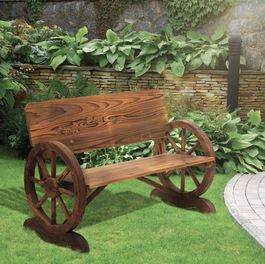 Panca da giardino in legno massello marrone scuro
