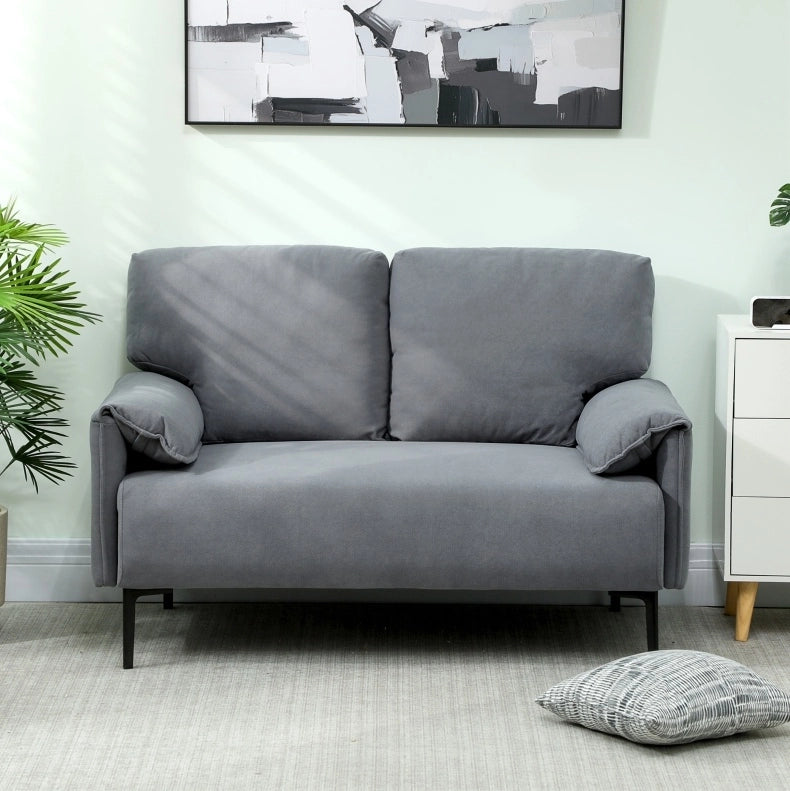 Divano 2 posti grigio 127 cm con gambe in metallo