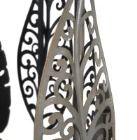 Tavolinetti In Ferro E Legno Foglie Coppia Cm 38X55-33X50