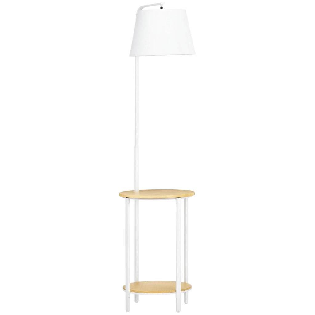 Tavolino da Salotto con Lampada a Stelo Moderno ¨C zephmum ¨C Bianco 43x39,5x162 cm