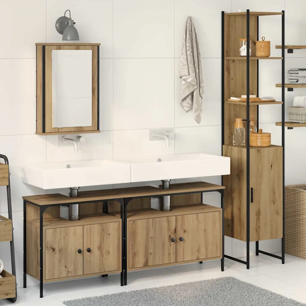 Set di mobili per il bagno con porta 4 pcs Rovere artigianale 3334420
