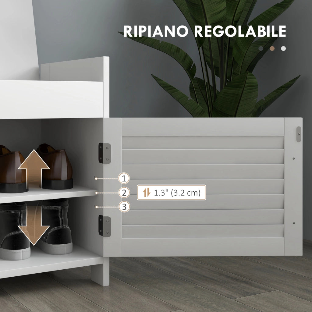 Panca Scarpiera con Ripiano Regolabile ¨C zephmum ¨C Bianco e Grigio 90x36x50 cm