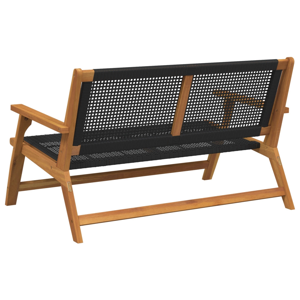 Panchina da giardino nera 122x76x73,5 cm in legno massello di acacia