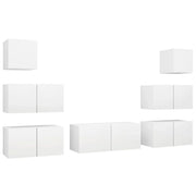 Set di mobili da 7 pezzi tra cui armadio credenza mobile TV televisore per soggiorno camera da letto salotto legno ingegnerizzato bianco 02_0025149