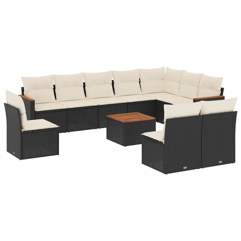 Set Divani da Giardino 11 pz con Cuscini in Polyrattan Nero 3258479